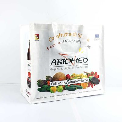 Υφαμένο λευκό τσαντών παντοπωλείων πολυπροπυλένιο με την εκτύπωση 145Gsm οθόνης μεταξιού